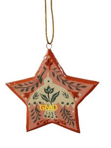 Ornement d'arbre de Noël en forme d'étoile peinte à la main, décoration suspendue traditionnelle en forme d'étoile peinte à la main - Product Image 2