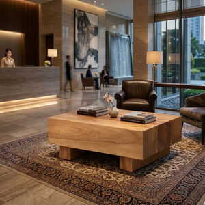 Mesa de Centro de Madera Suar Natural Ecológica y Moderna, Diseño de Bloque, Calidad Premium, Hecha a Mano, Madera Sólida Duradera, para Vestíbulo de Hotel - Product Image 3