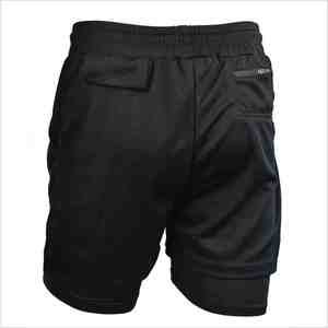 Men's <b>Black</b> Spandex Mid Waist Drawstring Breathable Quick Dry Casual Athletic Shorts - Product Image 2