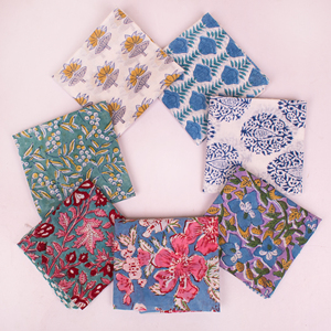 Cotton Hand Block Printed Reversible <b>Bandana</b> Square Scarf Lightweight Breathable Anti-Bacterial Quick-Dry Four-Way Stretch Wraps - Product Image 3