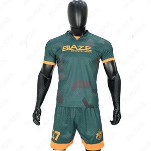 Conjunto de Camiseta de Fútbol Verde para Hombre Blaze Sports Wear, Cuello en V, Manga Corta, Estampado Geométrico, Poliéster que Absorbe la Humedad, Uniforme 27 - Product Image 2