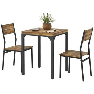 Set da Pranzo Rustico Marrone in 3 Pezzi per Spazi Piccoli, Ideale per Angolo Colazione e Appartamenti, Salvaspazio e Elegante - Product Image 1