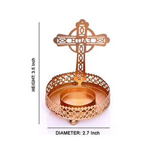 Celtic Cross Shadow Tea Light Holder Metal Religious Gold Candle Stand For Prayer <b>Memorial</b> Decoration And Spiritual Gifting - Product Image 3
