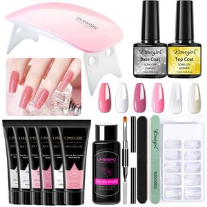 Limegirl 15ml Quick Extension Gel Manicure Set 6W LED Lamp White Clear Pink Hard Gel Semi-Permanent Nails <b>Tool</b> <b>Makeup</b> Nail Care - Product Image 1