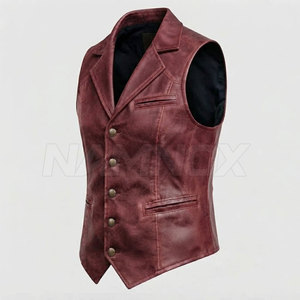 Hot Selling Apparel Clothing <b>Men</b> Fashion Leather <b>Vest</b> Outdoor Wear Low Moq Fashion Leather <b>Vest</b> - Product Image 2