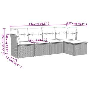 Conjunto de Sofá de Jardín Grande con Patas Ajustables en Ratán Sintético PE Beige - Product Image 3