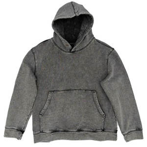 Sudadera con capucha personalizada de invierno ODM para hombre, estilo vintage, lavado mineral, negro grisáceo, algodón grueso, corte holgado y extragrande, lisa, estilo urbano. - Product Image 3