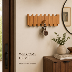Moderno Porta Llaves de Pared Plegable de Madera, Ganchos Ocultos Ahorradores de Espacio, Organizador Decorativo para Entrada, Hogar, Oficina y Pasillo - Product Image 4