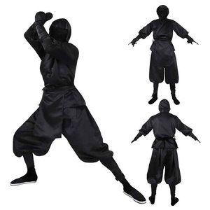 Unisex Black Ninja Costume One-Piece Martial Arts Wear Fitted Stretch Breathable Lightweight Durable 100% Cotton Adult Size - Product Image 6