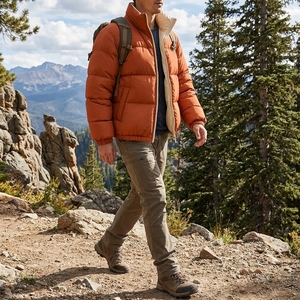 Men's Reversible Puffer Jacket Winter <b>Coat</b> <b>Stand</b> Collar Zip Up Outdoor Streetwear Custom Private Label OEM ODM - Product Image 4