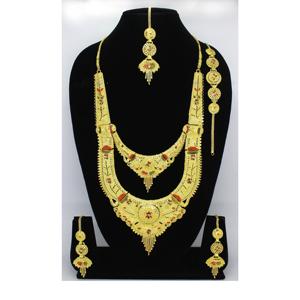 Indian Antique <b>Jewelry</b> <b>Gold</b> Plated Trendy Pure Brass Indian Bridal Wedding Wear <b>Jewelry</b> High Quality Necklace <b>Set</b> - Product Image 4