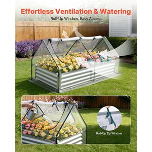 Kit Orto Rialzato Rettangolare 6x3x1 piedi in Metallo Zincato con Copertura in PE per Serra da Giardino Esterna - Product Image 4