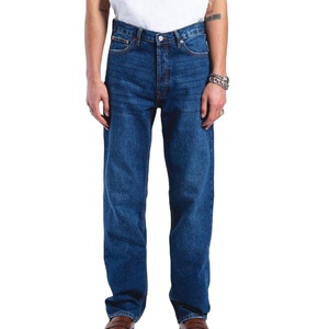 OEM Top Selling Custom Logo Men's Baggy <b>Jeans</b> Loose Fit Wide Leg Denim Pants Relaxed Casual Trousers with Zipper <b>Button</b> - Product Image 1