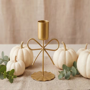 Décoration de mariage et de Noël, porte-bougie en forme de nœud papillon doré, porte-bougie vintage en fer plaqué or - Product Image 2