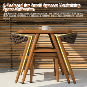 <span class=keywords><strong>Set</strong></span> di Mobili da Giardino in Alluminio <span class=keywords><strong>e</strong></span> Rattan Impermeabile Stile Moderno, Tavolo <span class=keywords><strong>e</strong></span> <span class=keywords><strong>Sedie</strong></span> Salvaspazio per Cortile o Hotel - Product Image 5