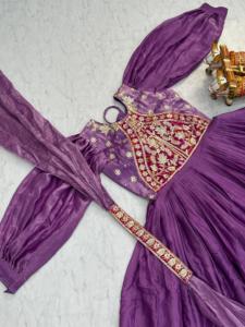 Fendy <b>Silk</b> Embroidered Gown for Women | Heavy Sequence & Thread Fully Stitched Gown with Dupatta Party & Wedding Wear - Product Image 5