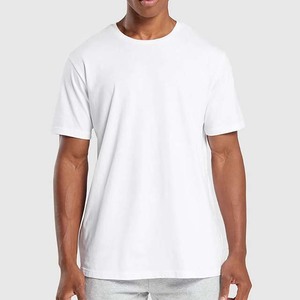 T-shirt blanc à manches courtes pour homme, col rond, coupe classique, 100% coton jersey, style décontracté, design uni, t-shirts d'été pour homme, adultes - Product Image 1