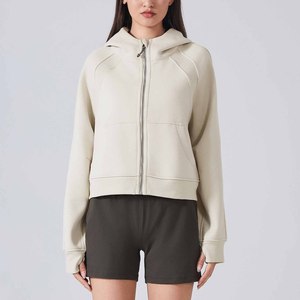 Hoodie unisexe oversize à coupe courte, couleur unie, avec poches en polaire, style décontracté pour l'automne, manches classiques, tricoté 100% coton, écologique - Product Image 3