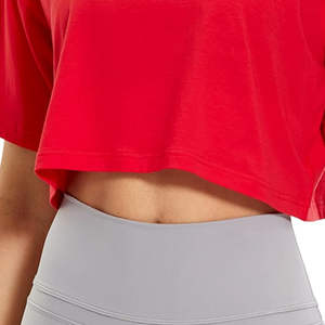 Camiseta Corta Oversize de Alta Calidad, 180 g, Algodón, Lisa, Cuello Redondo, para Personalizar, Camisetas Cortas Oversize para Mujer - Product Image 6