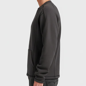 Nouveau sweat-shirt pour homme, couleur unie, col rond, coupe classique, manches longues, en molleton, avec poche avant, vêtement décontracté pour l'automne - Product Image 5
