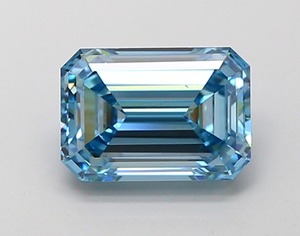 Diamant de laboratoire bleu vif taille émeraude de 1,5 carat, clarté VS1, polissage excellent, pierre précieuse CVD de qualité supérieure pour bijoux sur mesure - Product Image 1