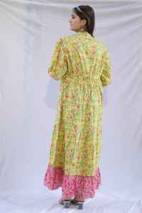 Robe maxi en coton 100% faite à la main en Inde pour femmes, tissu léger et respirant, imprimé floral, ODM, à porter au quotidien - Product Image 4