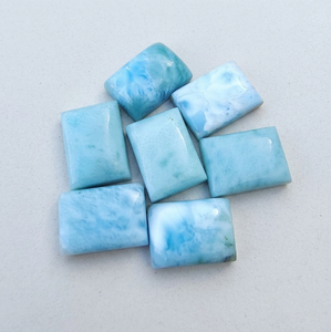 Fábrica Global de Piedras Preciosas B2B, Cabujón Rectangular de Larimar de 6x8 mm, Piedra Azul Dominicana Natural para la Fabricación de Colgantes y Pendientes - Product Image 2
