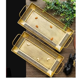 Top Quality <b>Gold</b> Plated Finishing <b>Serving</b> <b>Tray</b> Wholesale Price Decorative <b>Tray</b> Multipurpose Use Breakfast <b>Serving</b> Metal <b>Tray</b> - Product Image 6