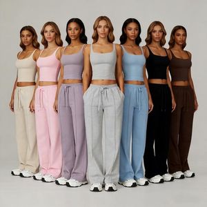 Pantalon évasé à carreaux pour femme, style streetwear hiver, en molleton coton/polyester, coupe ample, taille haute, éco-responsable, avec cordon de serrage élastique - Product Image 6