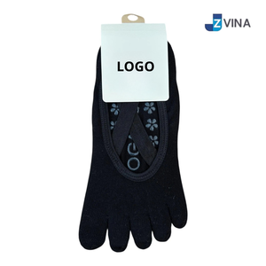 <b>Custom</b> Logo Women's 5 Toe <b>Grip</b> <b>Socks</b> Cotton Criss Cross Pilates Yoga <b>Socks</b> - Product Image 2