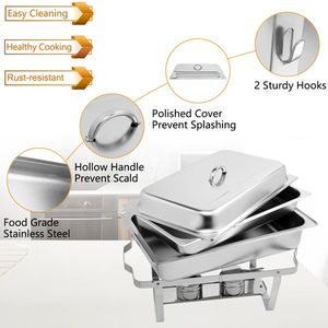 9L 1*2 Single Basin Stainless Steel Rectangular Buffet Stove Party Tableware & Table Decorations with Logo - Product Image 2