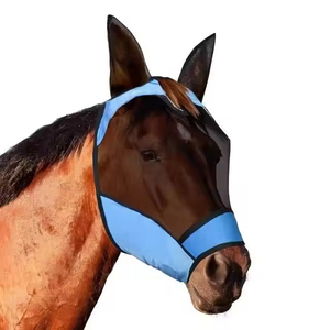Masque anti-mouches pour chevaux de qualité supérieure, réglable et extensible, certifié CE, en maille respirante douce, protection des oreilles, durable, pour l'entretien des chevaux - Product Image 2