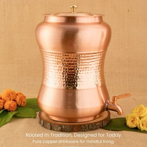 Distributeur d'eau en cuivre grande capacité pour cuisine, restaurant et café, finition martelée artisanale, prix de gros - Product Image 2