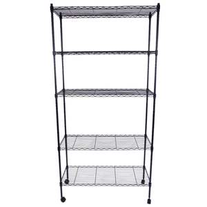 High-Grade 5-Layer Iron <b>Shelf</b> with 1.5\" Nylon Wheels Tough Durable Black Plastic Coating <b>Storage</b> <b>Shelves</b> & <b>Units</b> - Product Image 2