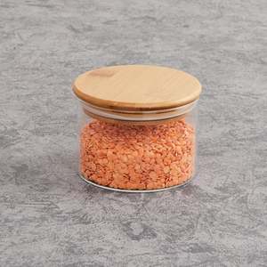 Pot de conservation en verre borosilicate transparent de 320 ml avec couvercle en bambou naturel, récipient alimentaire hermétique pour la conservation des aliments secs dans la cuisine - Product Image 2