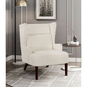 Poltrona Accent Wingback Contemporanea in Ciniglia Beige con Struttura in Compensato, 1 Pezzo, Arredamento per Soggiorno - Product Image 1