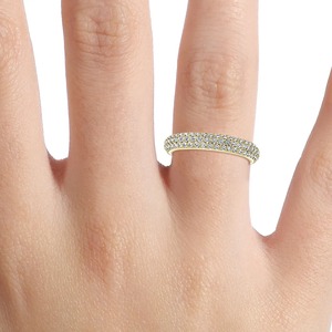 Anillo de Oro Sólido Personalizado con Diamante Redondo Brillante de 4 Quilates Cultivado en Laboratorio, Micro Pavé, Oro Amarillo de 14 Quilates, Proveedor de Joyería Fina al por Mayor - Product Image 2
