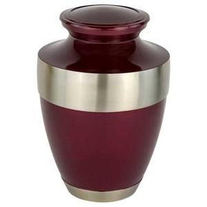Urne funéraire Adria Burgundy en laiton rouge foncé, élégante urne commémorative pour cendres, conteneur pour cendres d'adultes, couvercle sécurisé, durable - Product Image 1