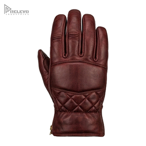 Gants de moto en cuir vintage pour homme, gants de conduite en cuir bordeaux matelassés avec fermeture éclair latérale pour motard - Product Image 1