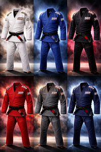 Custom Academy Logo Jiu Jitsu Gi Bulk Wholesale Pearl Weave Fabric 100% Cotton 460g Breathable Quick Dry Unisex Adult - Product Image 4