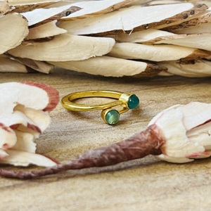 Fashionable Brass Green Onyx <b>Ring</b> 18k Gold Plated <b>Statement</b> Minimalist <b>ring</b> Double Stone Dainty <b>Ring</b> Wholesale <b>Ring</b> For Women - Product Image 2