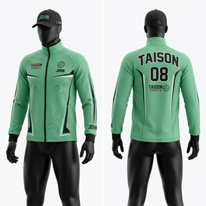 Chaqueta de entrenamiento de voleibol para hombre, premium, 220 GSM, tela de poliéster entrelazado, color dorado, panel geométrico en el pecho, estampado por sublimación - Product Image 6