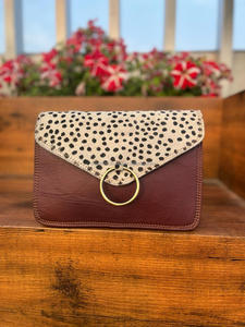 Nouveaux femmes fabriquées à la main cheveux véritables sur imprimé Animal en cuir recyclé couleur trapue sac à main Unique arc-en-ciel couleur sacs à bandoulière - Product Image 3