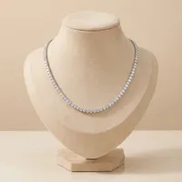 Collier chaîne tennis plaqué or pour femme, serti de diamants de laboratoire taille brillant ronde et de diamants incrustés, idéal pour les cadeaux de mariage et de fête