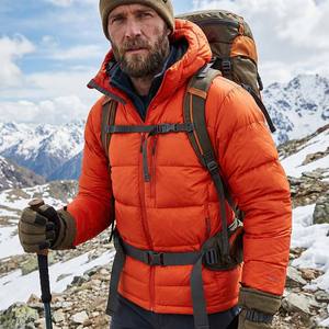 Chaqueta de Plumón para Hombre, Otoño, Exterior, Color Naranja Brillante, de Lana, Impermeable, Cortavientos, para Senderismo y Trekking, Cuello Alto, Logotipo Personalizable - Product Image 1