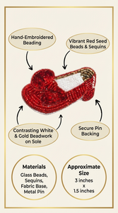 Red Beaded 3D PU Shoe Applique <b>Patch</b> Embroidery <b>Sew</b> <b>on</b> Badge for Clothing Garment Decoration Craft Fashion Accessories - Product Image 6