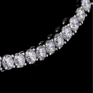 Women's <b>Gold</b> <b>Tennis</b> <b>Necklace</b> Matching Linear Drop Earrings Set Labgrown Diamond Bridal Choker for Anniversary (10/14/18kt) - Product Image 3