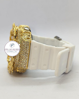 Luxuriöse Diamant-Uhr mit Dornen-Lünette, Edelstahl-Gummiarmband, Quarz-Herrenuhr