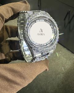 Reloj de Pulsera Analógico con Diamantes Moissanite VVS Totalmente Cubiertos de Piedras Brillantes, Estilo Antiguo, Hip Hop, Mecánico, de Acero Inoxidable, Resistente al Agua - Product Image 5