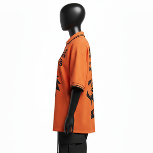 Polo de Piqué de Algodón Premium Transpirable para Mujer, 240 GSM, Naranja y Negro, Cuello Acanalado, Logotipo Personalizado con Transferencia Térmica, Camiseta Polo para Mujer - Product Image 3